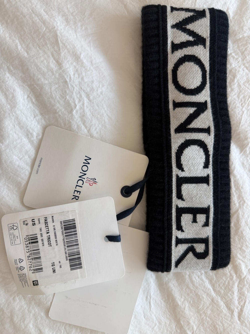 Moncler Black and White Logo Knit Headband - Picture 4 of 6